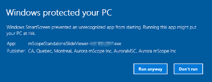 Windows 10 Smartscreen warning